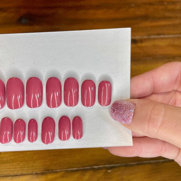 Shimmer Deep Mauve Polished & Glazed Nails | Press On Nails | V Day Mani - Picture 9 of 12